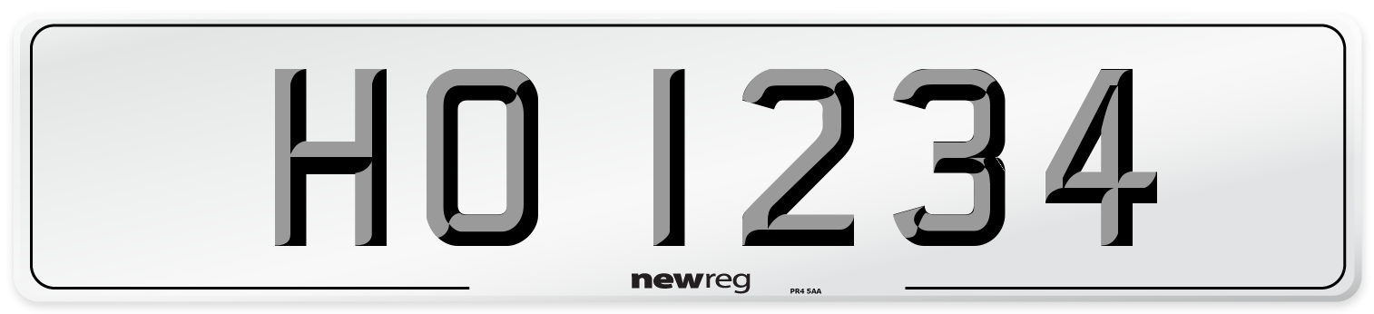 HO 1234 Number Plate from New Reg